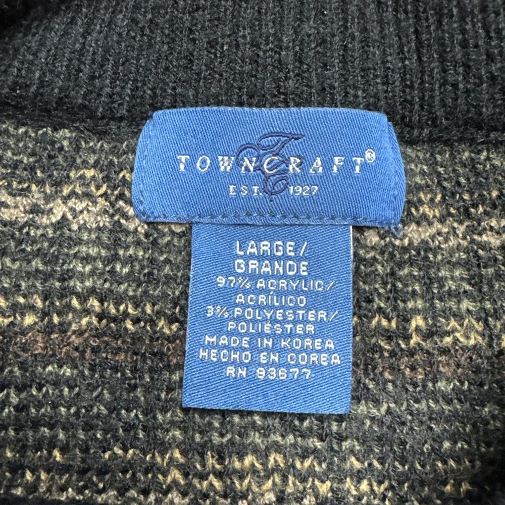 Vintage‎ Towncraft Sweater Mens Sz Large Knit Pattern Crewneck Pullover 90s